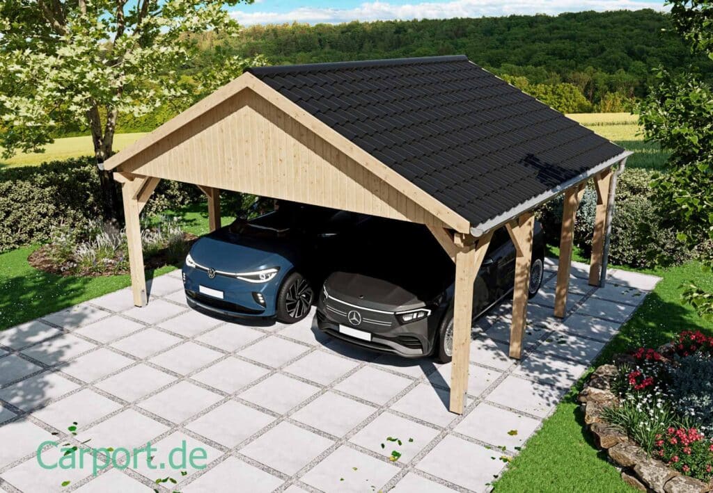 Birgit-S-Dachpfannenprofilblech-A4 Doppelcarport Satteldach 6,00x5,50