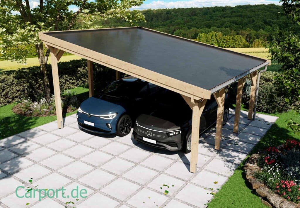 Emely-S-KSK-M-A4 Doppelcarport Pultdach 6,00x5,50