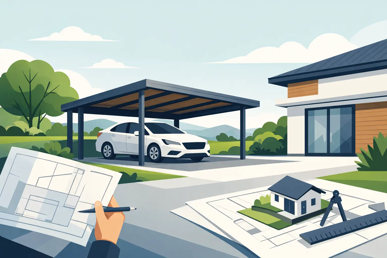 Carport nach Maß planen für Haus und Grundstück